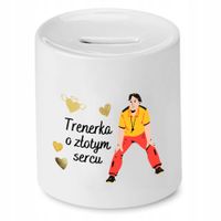 Dla Trenera Prezent Skarbonka O Złotym Sercu Z Nadrukiem Ze Zdjęciem Z Nadr