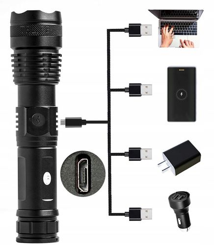 MOCNA LATARKA TAKTYCZNA LED XHP50 ZOOM WOJSKOWA na Arena.pl