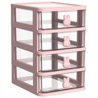 ORGANIZER plastikowy przezroczysty POJEMNIK Z 4 SZUFLADY RÓŻOWY