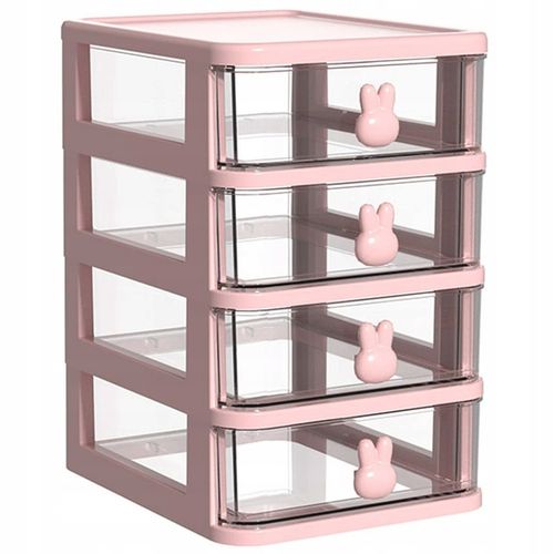 ORGANIZER plastikowy przezroczysty POJEMNIK Z 4 SZUFLADY RÓŻOWY na Arena.pl