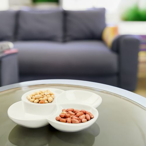 PÓŁMISEK OKRĄGŁY CZTERODZIELNY 21CM PORCELANOWY BIAŁY NA PRZEKĄSKI SOSY na Arena.pl