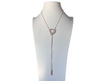 Piękny naszyjnik stal chirurgiczna Serce białe cyrkonie kolor złoty