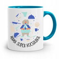 Kubek Błękitny Dla Mamy Mama Super Kucharka Z Nadrukiem Ze Zdjęciem