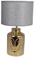 Lampa ceramiczna złota twarz z szarym abażurem