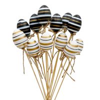 JAJKA NA PIKU DEKORACJA GLAMOUR JAJKA DEKORACYJNE CZARNE BIAŁE ZŁOTE 12szt