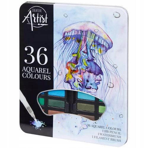 FARBY AKWARELOWE WODNE ZESTAW FARB AKWARELOWYCH W KOSTKACH AKWARELE 36 KOL na Arena.pl