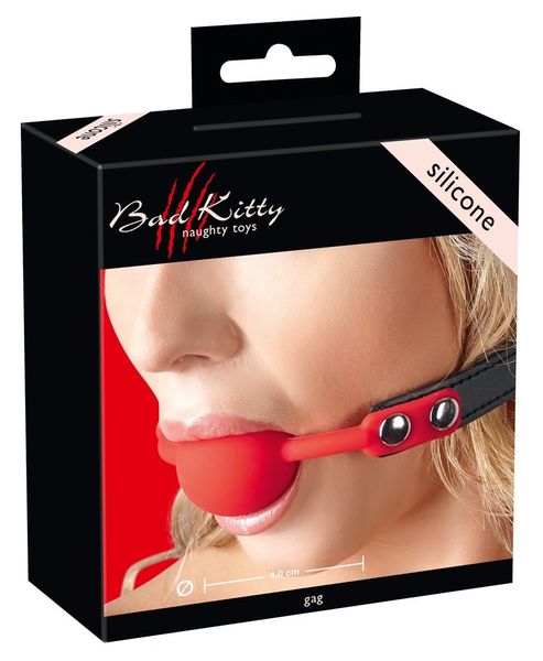 Czerwony Silikonowy Knebel Kula Bad Kitty Śr. 4Cm zdjęcie 1