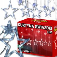 KURTYNA ŚWIETLNA LAMPKI ŚWIĄTECZNE 2,5M GWIAZDKI CHOINKOWE GIRLANDA NA OKNO
