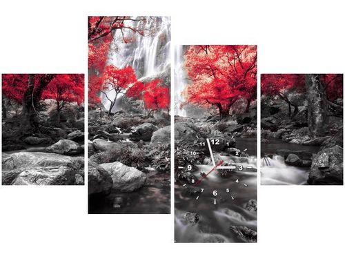120CM 80CM ZEGAR 4 ELEM JESIENNY WODOSPAD OBRAZ ŚCIENNY na Arena.pl