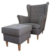 Fotel uszak z podnóżkiem w stylu skandynawskim SN-0029