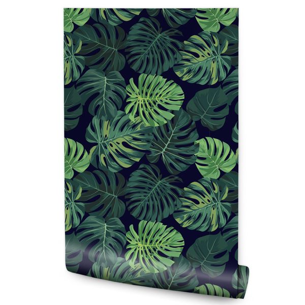 Tapeta W Rolce Duże LIŚCIE Tropikalne MONSTERA Rośliny Efekt 3D zdjęcie 1