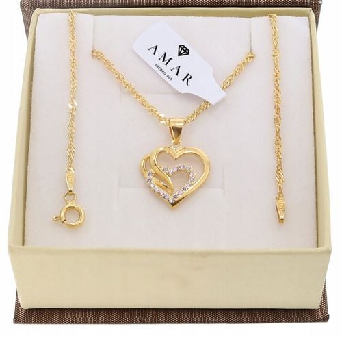 ZŁOTY PEŁNY ŁAŃCUSZEK DAMSKI SINGAPUR Z ZAWIESZKĄ PR. 585 925 + GRAWER na Arena.pl