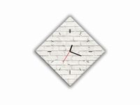 ZEGAR SZKLANY ROMB - Białe cegły