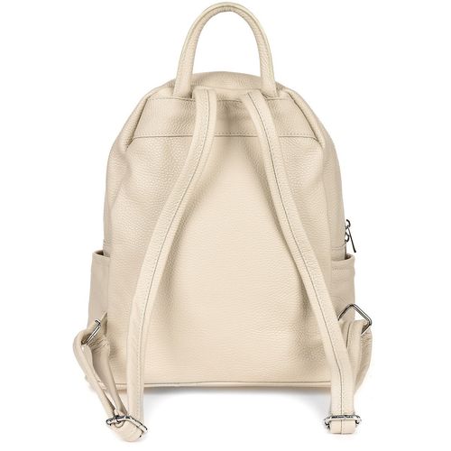 Skórzany plecak A4 duży pojemny do szkoły Włoski kremowy P16 na Arena.pl