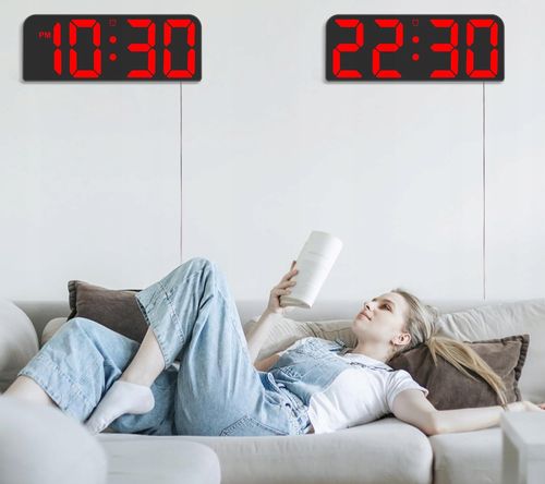 ZEGAR ŚCIENNY BUDZIK Z PILOTEM CYFROWY ZEGAREK Z ALARM TERMOMETR DUŻE CYFRY na Arena.pl