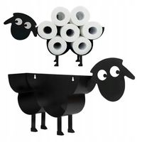 STOJAK UCHWYT NA PAPIER TOALETOWY OWCA BARAN CZARNY METALOWY NA KILKA ROLEK