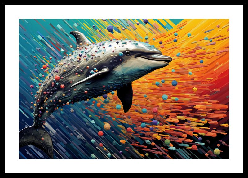 Plakat 45x30cm Delfin w Palecie Barw zdjęcie 3