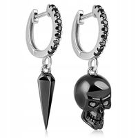 MĘSKIE SREBRNE KOLCZYKI WISZĄCE SREBRO 925 CZASZKA