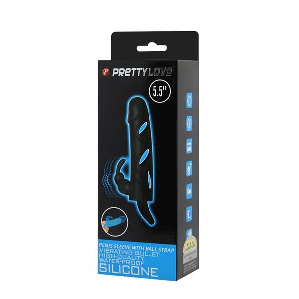 PRETTY LOVE - PENIS SLEEVE WITH BALL STRAP vibration zdjęcie 7