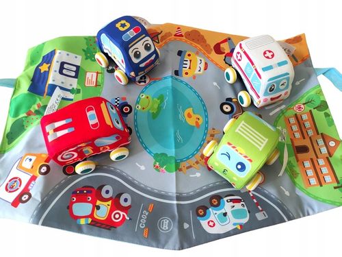 Pluszowe AUTKA miękkie z napędem 4 auta MATA PODKŁADKA ulice TORBA na Arena.pl