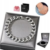 GRUBA BRANSOLETKA Srebrna Męska DIAMENTOWANA Bransoleta Pancerka