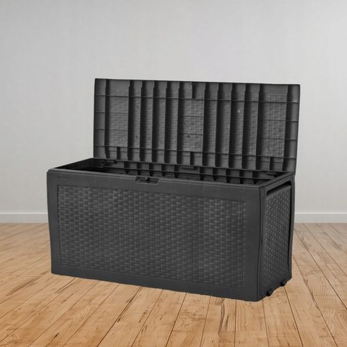 SKRZYNIA OGRODOWA BALKONOWA SCHOWEK RATTAN 270L - POJEMNA - GRAFITOWA - XL na Arena.pl