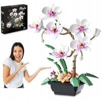 Storczyk biały 581 klocki 3D w doniczce dekoracja kwiaty prezent układanka