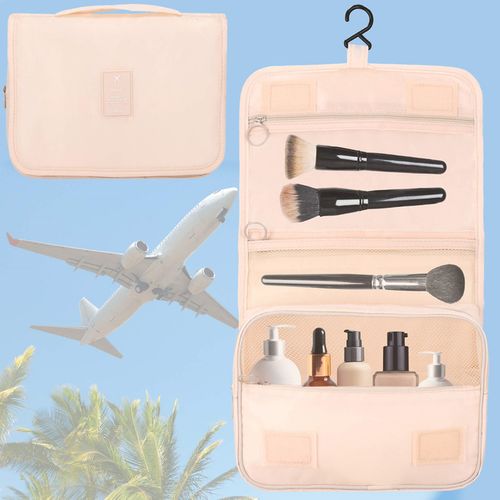 Organizer podróżny na kosmetyki 23x19x9,5 cm kosmetyczka do samolotu beżowa na Arena.pl