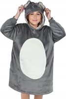 BLUZA KOC OVERSIZE KOCOBLUZA 2w1 GRUBA XXL FUTRZAK DŁUGA CIEPŁA POLAR SŁOŃ