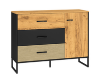 Komoda Młodzieżowa 1D3SZ 120cm Craft Złoty + Czarny +Stal Premium COLLEN ML