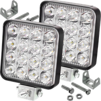 2X Lampa Robocza LED 48W 16 LED 6500K 10-30V Uchwyt Mocujący Śrubki ZESTAW