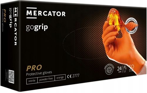 Rękawice nitrylowe pomarańczowe XL bezpudrowe gogrip orange Mercator na Arena.pl