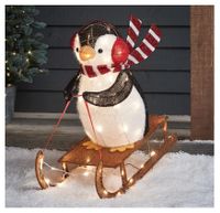 Świąteczna figurka pingwin na sankach na zewnątrz/wewnątrz led biały święta