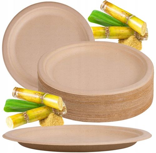 Talerze jednorazowe z trzciny cukrowej LEPSZE NIŻ PAPIEROWE 50 szt. Ø 26 cm na Arena.pl