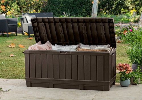 MOCNA SKRZYNIA OGRODOWA BALKONOWA TARASOWA WODPORNA 350L KUFER SIEDZISKOXXL na Arena.pl