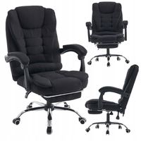 Fotel z MASAŻEM czarny TKANINA podstawa CHROM obrotowy biurowy +