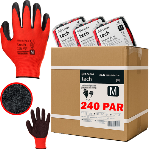 rękawice robocze mercator tech red+black latex - m - 240 par na Arena.pl