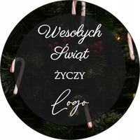 NAKLEJKI ŚWIĄTECZNE z LOGO REKLAMOWE firmowe wesołych świąt 10 cm 250 szt
