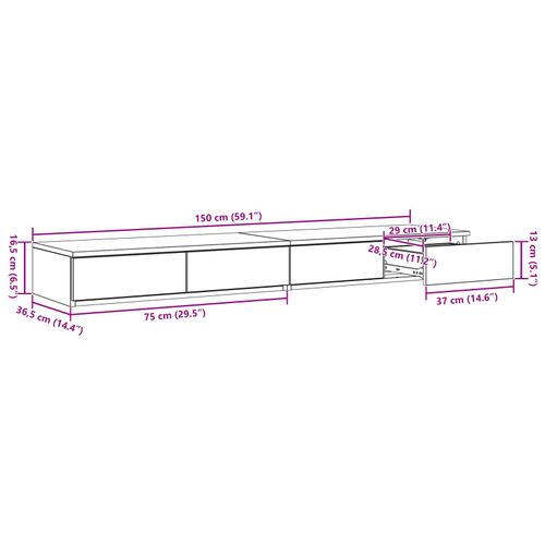 Stolik nocny Biały Drewno inżynieryjne 150 x 36,5 x 16,5 cm na Arena.pl