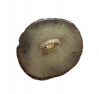 518 Złoty pierścionek obrączka CYRKONIE białe r 7/17mm stal chirurgiczna