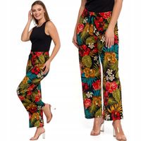 Spodnie Damskie Luźne Prosta Nogawka Zwiewne Na Lato Wzorzyste MORAJ XXL