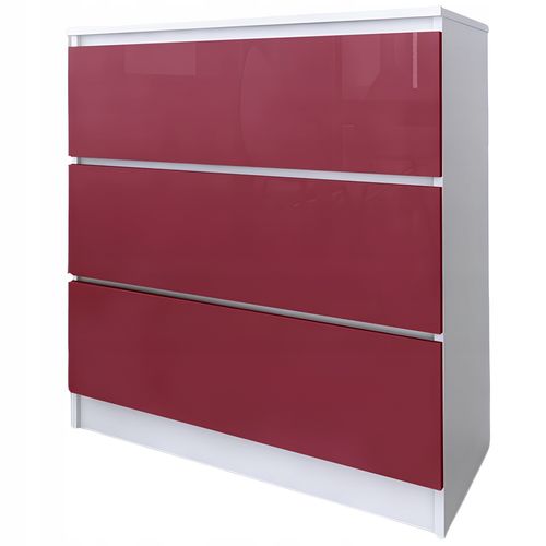 Komoda Do Salonu Sypialni 3 Szuflady 80 Zoe Biała Czerwony Połysk na Arena.pl