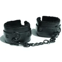 s&m shadow kajdanki z futerkiem, czarne, 23 cm, vegan leather