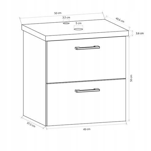 Zestaw mebli łazienkowych LUNA 50 szafka umywalka słupek s DĄB CRAFT/CZARNY na Arena.pl