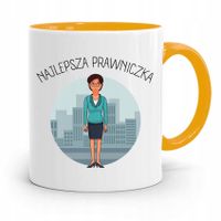 Kubek Żółty Prawnika Mecenasa Najlepsza Prawniczka Z Nadrukiem Ze Zdjęciem