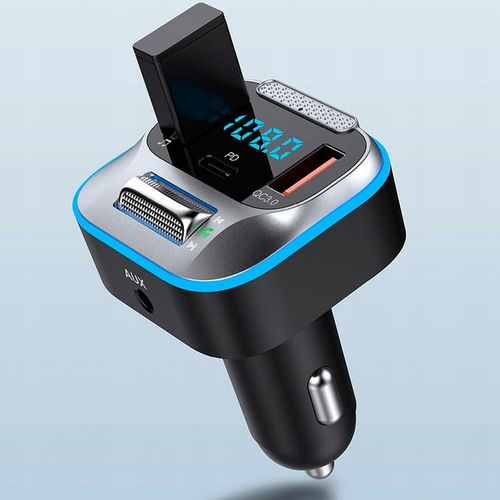 TRANSMITER ŁADOWARKA SAMOCHODOWA BLUETOOTH FM AUX JACK SAMOCHODOWY USB C na Arena.pl