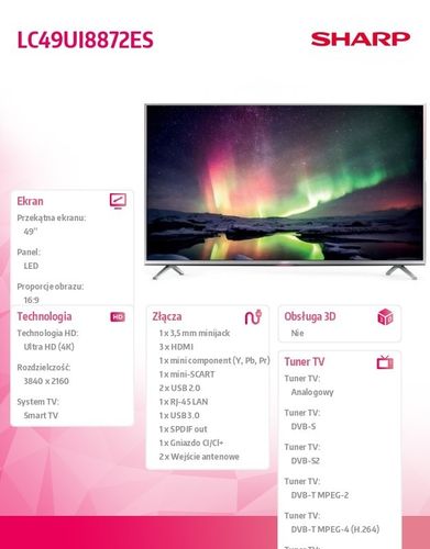 Sharp Telewizor LED 49 LC49UI8872ES na Arena.pl