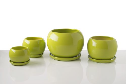 Doniczka Ceramiczna KULA 3 z podstawką brąz eco na Arena.pl