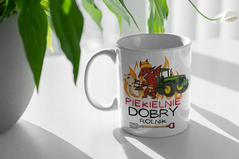 Dla Rolnika Kubek Zółty Zaorane Best Farmer Z Nadrukiem Ze Zdjęciem zdjęcie 3