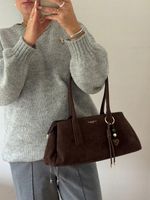 Torba Flora&Co torebka shopper zamsz eco brązowa czekoladowa jamnik viral